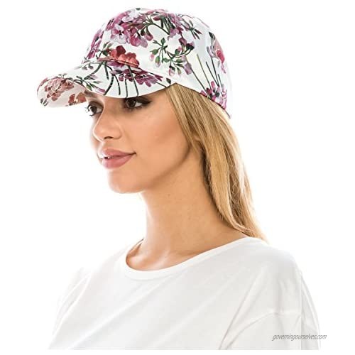 Trendy Apparel Shop Women's Floral Print Satin Unstructured Low Profile Baseball Cap