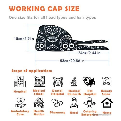Working Cap with Buttons Women Long Hair Work Hats Adjustable Working Hat with Sweatband