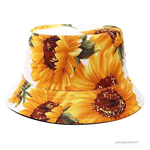 AiLike Women Reversible 3D Sunflower Bucket Hat Fisherman Cap for Summer Holiday Travel
