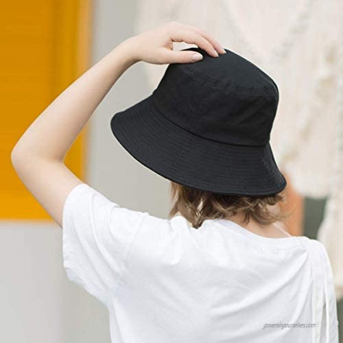 AMAKU Bucket Hats Cotton Packable UV Protection Sun Hats Summer Beach Hats for Women Black