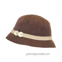 Bucket Hat with Colorful Band and 2 Buttons Cloche Ladies Hat