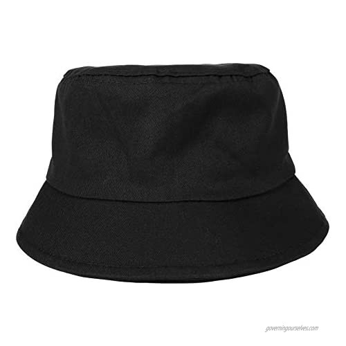 CHIC DIARY Unisex Cotton Bucket Hat Packable Summer Travel Beach Sun Hat for Women Men Outdoor Fisherman Cap Black