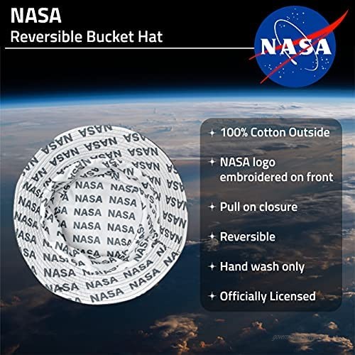 Concept One NASA Solid and Patterned Cotton Reversible Bucket Hat Navy and White One Size