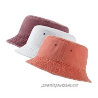 Crazy Era Washed Cotton Bucket Hats Packable Summer Outdoor Cap Travel Beach Sun Hat Plain Colors for Men Women 3 Pack