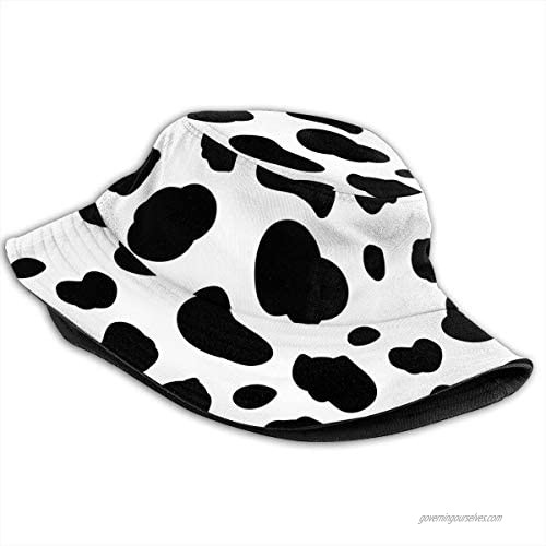 Cute Cow Black and White Printed Animal Patterned Fishing Travel Bucket Hat Fisherman Summer Camp Sun Cap Clothing Dresses Adult Women Men Girls Golf Beach Party Gift