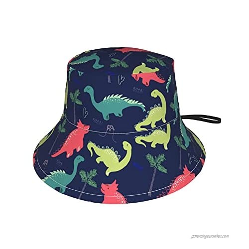 Dinosaur Kid Bucket Cap Adjustable Sun Protection Bucket Hat for Boys Girls