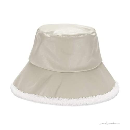 Faux Fur Bucket Hat Women Winter Warm Sun Hat Lambswool Fisherman Hat