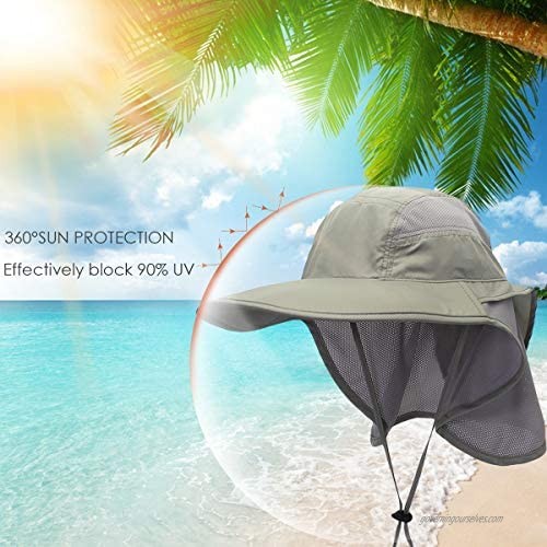 Fishing Hat Beach Cap with Sun UV Protection UPF 50+ Wide Brim Breathable with Neck Flap Bucket Hats for Men and Women