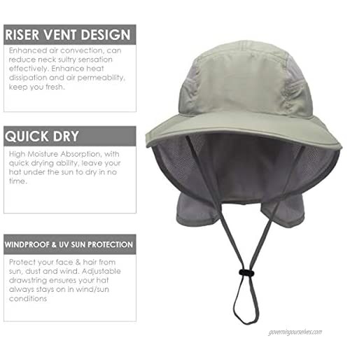 Fishing Hat Beach Cap with Sun UV Protection UPF 50+ Wide Brim Breathable with Neck Flap Bucket Hats for Men and Women
