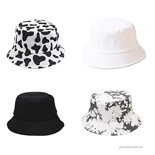 Gossifan Summer Black White Cotton Outdoor Packable Bucket Hat Travel Cap