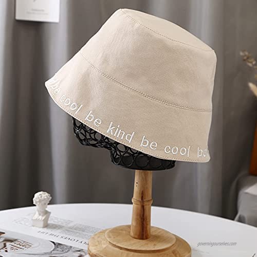lanxjoyss Cotton for womensun Hats for Women Embroidered Bucket hat Pleated Bucket hat Metallic