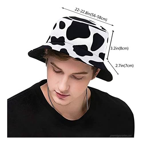 LEEYIEN Cute Black White Cow Print Bucket Hat Breathable Fashion Bucket Hats for Teens Girls Reversible Bucket Hat Cool Look Unisex