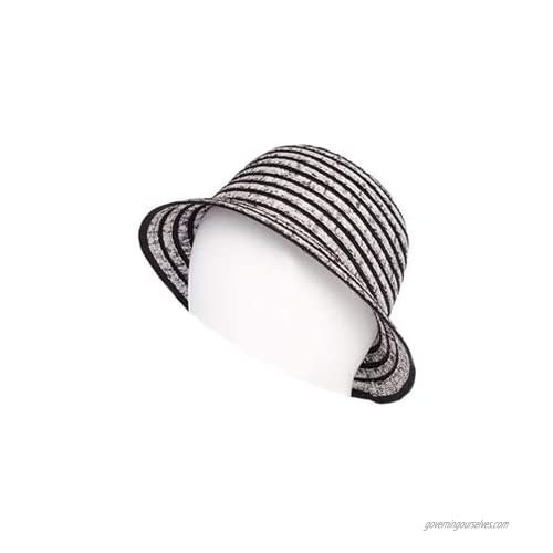 Lightweight Packable Bucket Hat  Striped Pattern Ribbon Crusher Sun Cap Black