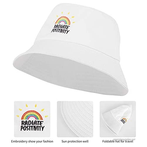 MNXA 2 Pack Rainbow Bucket Hat  100% Cotton Embroidered Hat Cute Sun Cap Foldable Beach Hat for Women Men