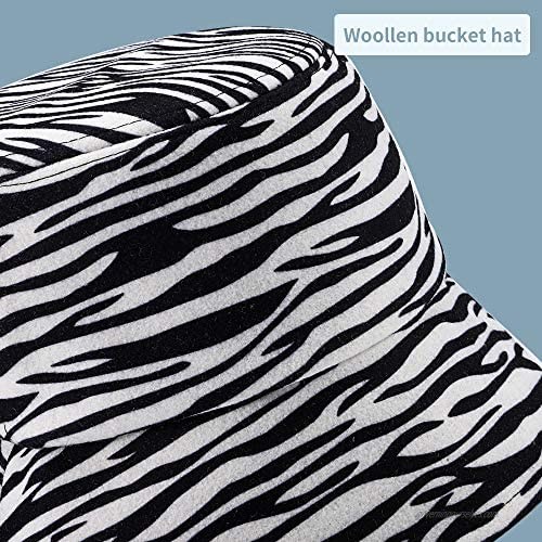 MNXA Woolen Cow Bucket Hats Cute Cow/Leopard/Zebra Print Winter Bucket Hats for Women/Men/Teens