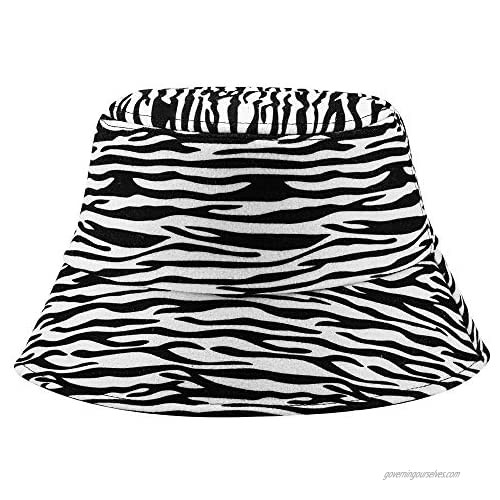 MNXA Woolen Cow Bucket Hats  Cute Cow/Leopard/Zebra Print Winter Bucket Hats for Women/Men/Teens