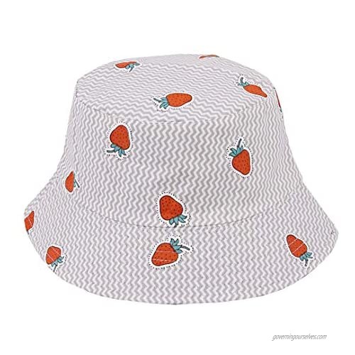 Naimo Unisex Reversible Fruit Print Bucket Hat Packable Fisherman Cap Outdoor Travel Beach Visor Sun Hat