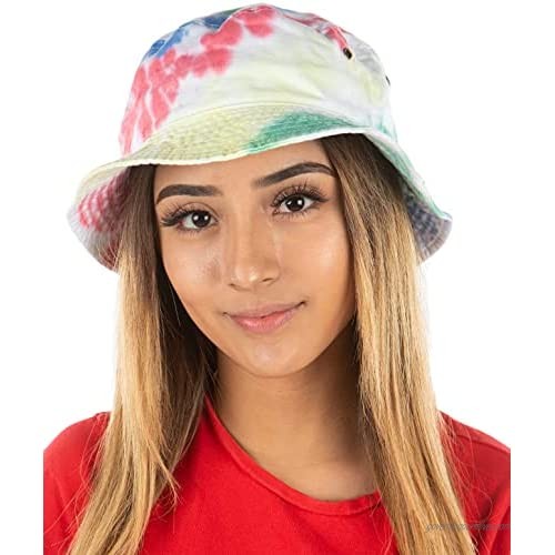 Outdoor Sun Bucket Hat Boonie Cap- Tie Dye Rainbow - (L/XL)