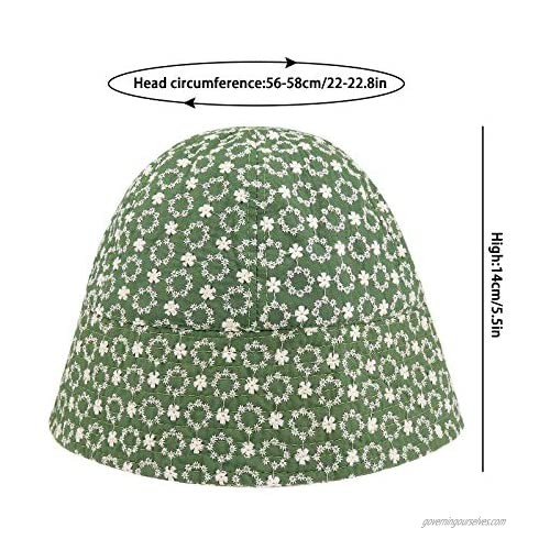 Proboths Cute Flower Print Bucket Hat Daisy Cloche Hat Travel Beach Sun Hat Outdoor Fisherman Hat for Men Women Teens