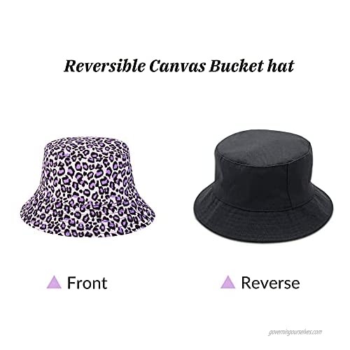 Reversible Bucket hat for Women & Men Foldable Leopard Cheetah Print Fisherman Sun Cap Bucket hat for Girl Boy
