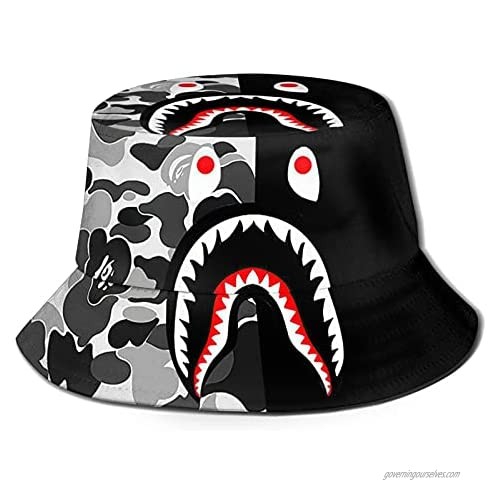 Tcatec Bape Bucket Hat Summer Foldable Hat Unisex Fisherman Cap Travel Beach Sun Cap for Women Men Adults Teens