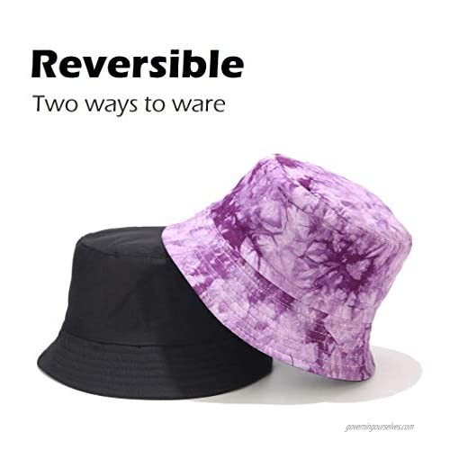 Vintage Reversible Bucket Hat Fisherman Hats Washable Cotton (Purple)