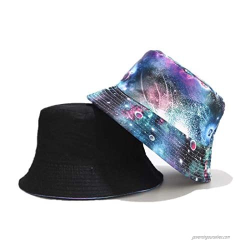 Vintage Reversible Bucket Hat Fisherman Hats Washable Cotton (Ravishing Nebula Blue)