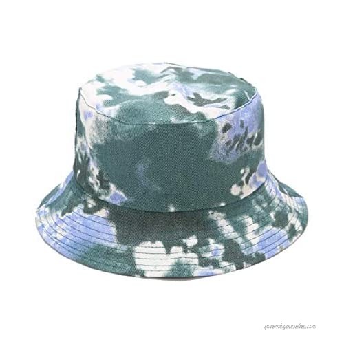 Vintage Reversible Bucket Hat Fisherman Hats Washable Cotton (Real Green White)