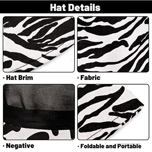 Whaline 2pcs Unisex Bucket Hats Zebra Cow Print Sun Hats Fisherman Hats Packable Hat Cap for Women and Men Summer Travel Fishing Bucket Beach Sun Hat Outdoor Indoor
