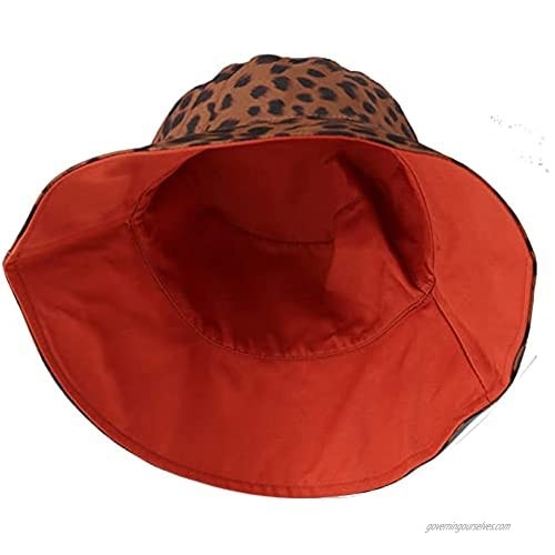Women's Leopard Bucket Hat Cheetah Bucket Hat Sun Summer Travel Bucket Hat Revisable Packable Brown Beige