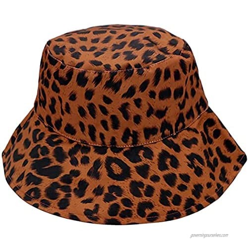 Women's Leopard Bucket Hat  Cheetah Bucket Hat  Sun Summer Travel Bucket Hat  Revisable Packable Brown  Beige