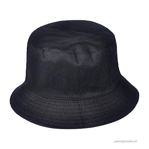 ZLYC Fashion Bucket Hat Summer Fisherman Cap for Women Men (Flowers Leaves Black)