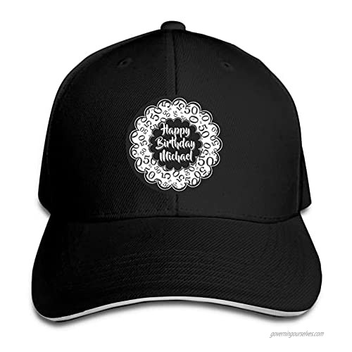 50th Birthday Number Pattern Black and White Hat Funny Neutral Printing Truck Driver Cap Cowboy Hat Adjustable Skullcap Dad Hat for Men and Women
