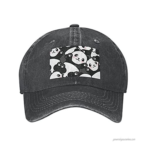 Cute Panda Animal Adult Casual Cowboy HAT Mens Adjustable Baseball Cap Hats for MENCute Panda Animal Black