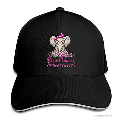 Elephant Purple Ribbon Epilepsy Awareness Cancer Hat Funny Neutral Printing Truck Driver Cap Cowboy Hat Adjustable Skullcap Dad Hat for Men and Women
