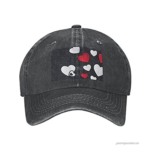 NOTZERO Letter and Heart Print Adult Casual Cowboy HAT Mens Adjustable Baseball Cap Hats for MENLetter and Heart Print Black