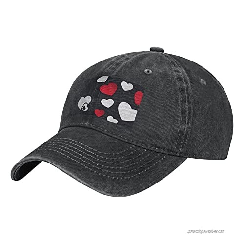 NOTZERO Letter and Heart Print Adult Casual Cowboy HAT  Mens Adjustable Baseball Cap  Hats for MENLetter and Heart Print Black
