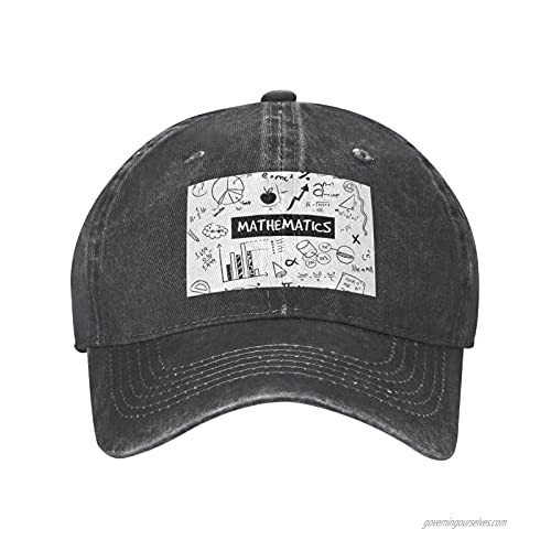 NOTZERO Mathematics Print Adult Casual Cowboy HAT Mens Adjustable Baseball Cap Hats for MENMathematics Print Black