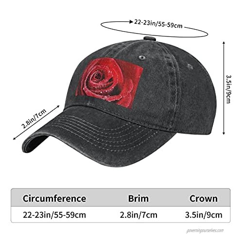 NOTZERO Water red Rose Adult Casual Cowboy HAT Mens Adjustable Baseball Cap Hats for MENwater red Rose