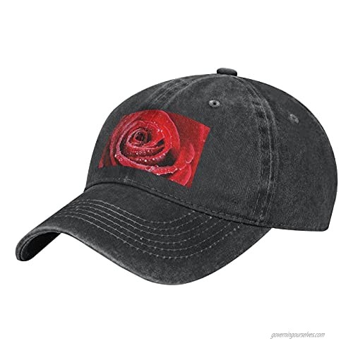 NOTZERO Water red Rose Adult Casual Cowboy HAT  Mens Adjustable Baseball Cap  Hats for MENwater red Rose