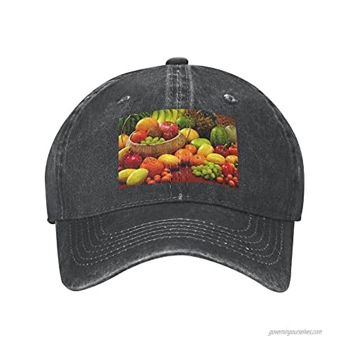 Variety Fresh Vegetables Fruits Adult Casual Cowboy HAT Mens Adjustable Baseball Cap Hats for MENvariety Fresh Vegetables Fruits Black