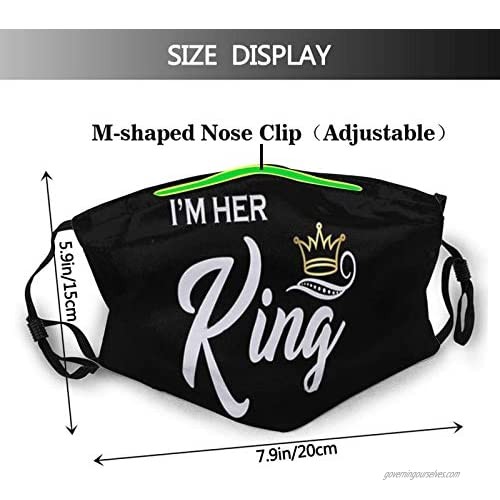2PCS King and Queen Face Mask Fashion Couple Masks Reusable Washable Balaclavas with 4 Filters