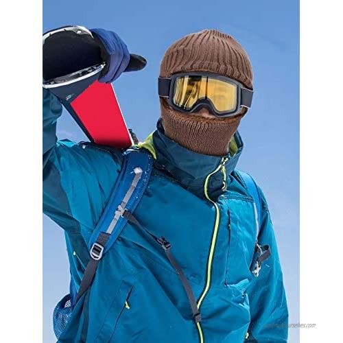 3 Pieces Winter Warm Knitted Balaclava Neck Warmer Hat Fleece Lined Ski Face Covering Windproof Face Scarf for Outdoor Sport