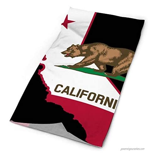California Map Shaped Flag Face Mask Bandana Cooling Neck Gaiter Summer Breathable UV Dust Protection Balaclava Face Cover for Outdoor Sports