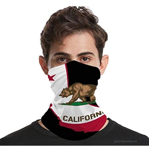 California Map Shaped Flag Face Mask Bandana Cooling Neck Gaiter Summer Breathable UV Dust Protection Balaclava Face Cover for Outdoor Sports