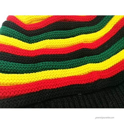 Colored Striped Long Style Hip-hop Hairy Knitted Hat-The Jamaican Reggae Hat