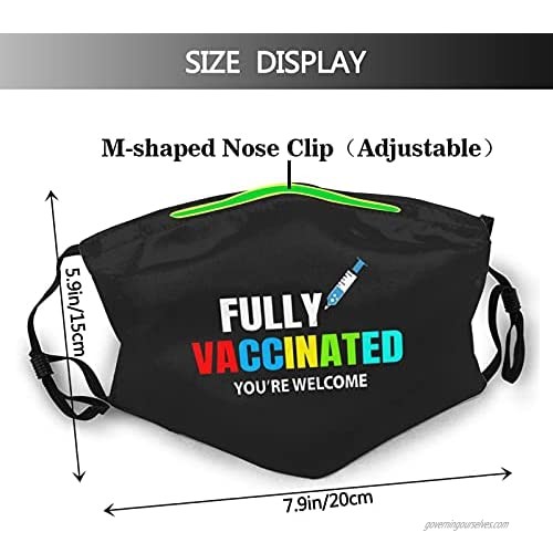 Cool I'm Been Vaccinated Face Mask with 2 Pcs Filters Vaccine Mask Reusable Washable Balaclavas for Women Man Youth