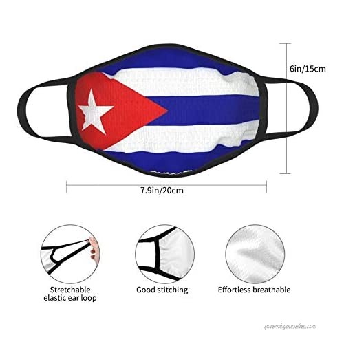 Cuban Flag Adults Reusable and Breathable Face Mask Adjustable Mouth Covering Indoors and Outdoors Anti-Haze Dust Washable Face Bandanas