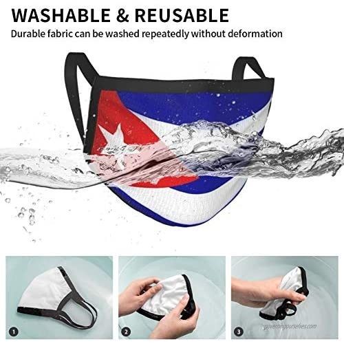 Cuban Flag Adults Reusable and Breathable Face Mask Adjustable Mouth Covering Indoors and Outdoors Anti-Haze Dust Washable Face Bandanas