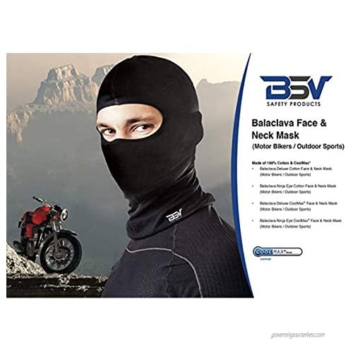 Deluxe Cotton Balaclava Face and Neck Mask Biker/Outdoor Sports/Neck Gaiter - All Season Black